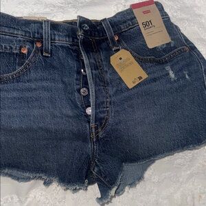 Levi's Dark Blue 501 Button-Fly Denim Shorts